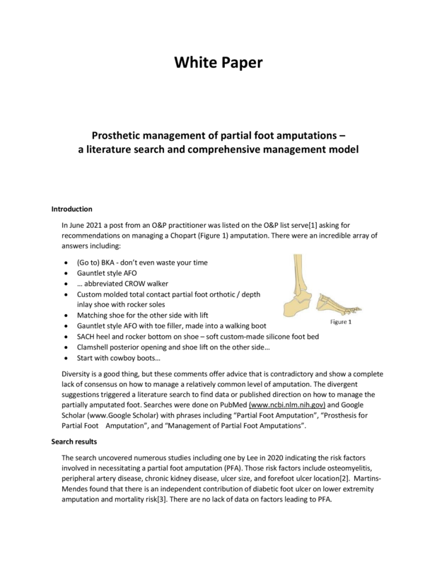 Prosthetic Management of Partial Foot Amputations - A Literature Search and Comprehensive Management Model.pdf